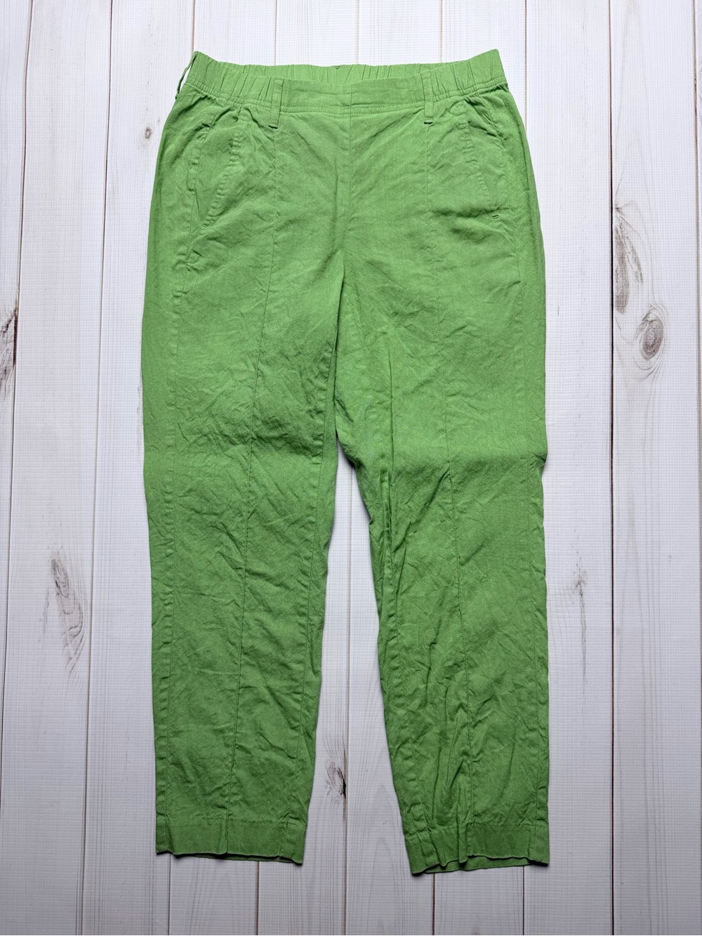 J. Jill Green Casual Linen-Blend Chinos